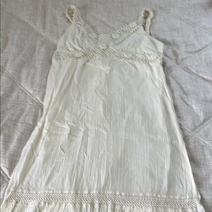 summer maxi Dress 100% cotton  Cream Lace Trim size M